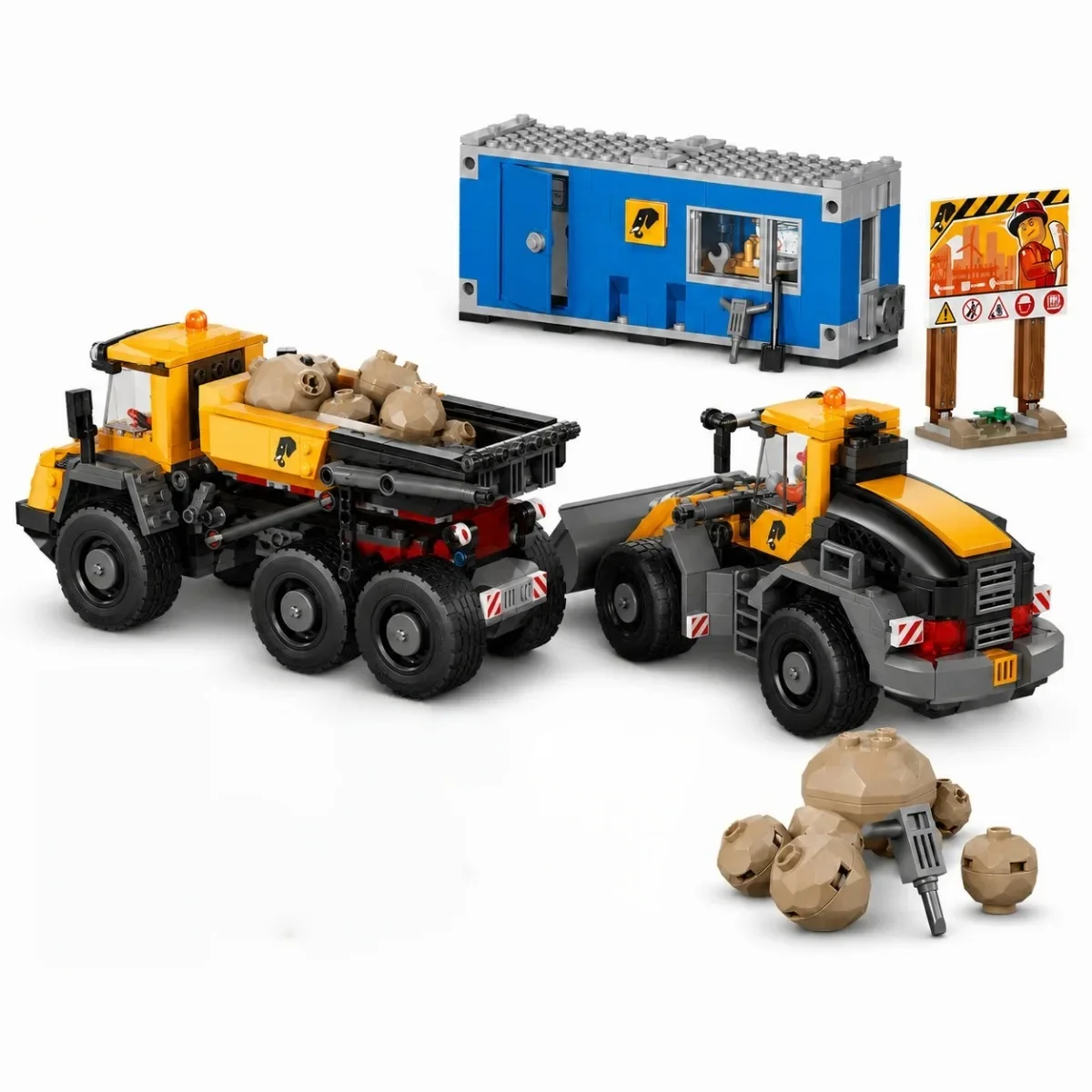 New In Stock 1132PCS Yellow Loading Truck And Tipper Truck Building Blocks Assembly Brick Vehicle Model Toy Birthday Gift