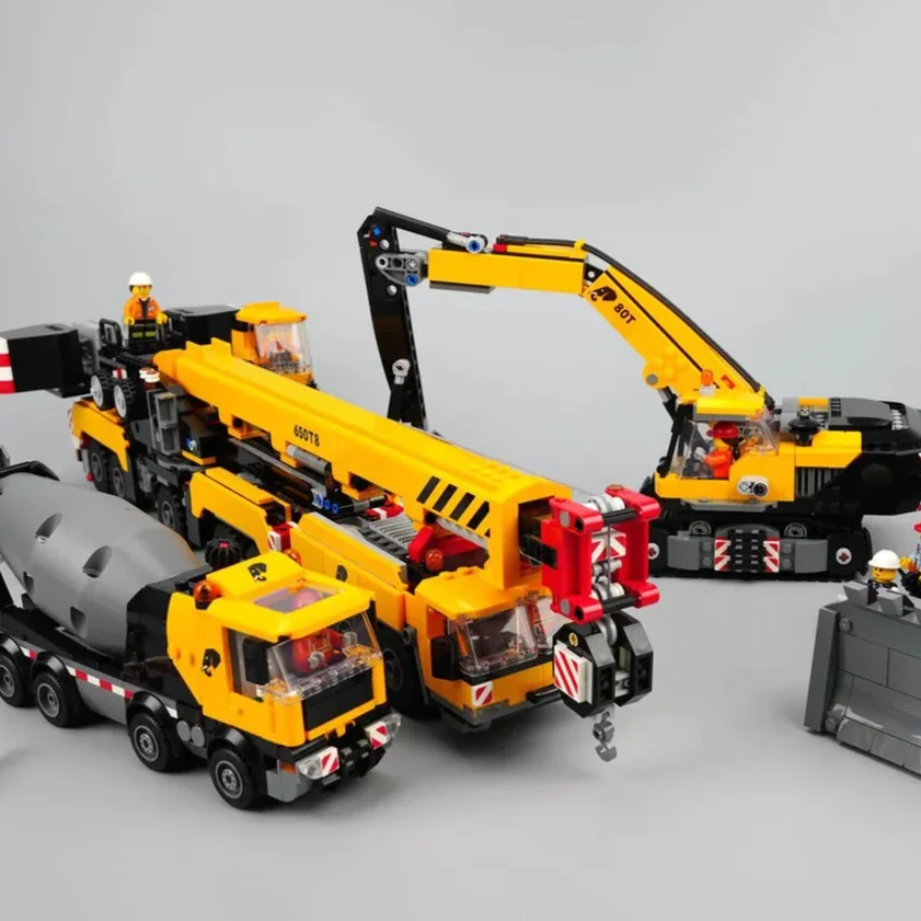 New In Stock 1132PCS Yellow Loading Truck And Tipper Truck Building Blocks Assembly Brick Vehicle Model Toy Birthday Gift