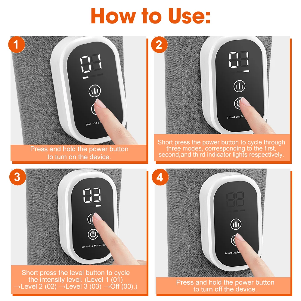 Eletric 360° Air Pressure Calf Massager Wireless Leg Massage 3 Mode Airbag Compresstion Relax Foot Calf Muscle Blood Circulation