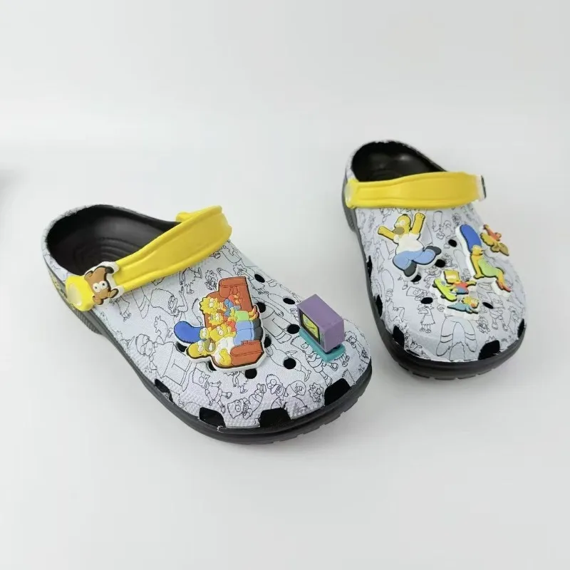 The Simpsons Homer Marge Lisa Flip-Flops Creative High-Style Cartoon Figure Shoes Floral Unisex Soft-Soled Non-Slip Beach Shoes