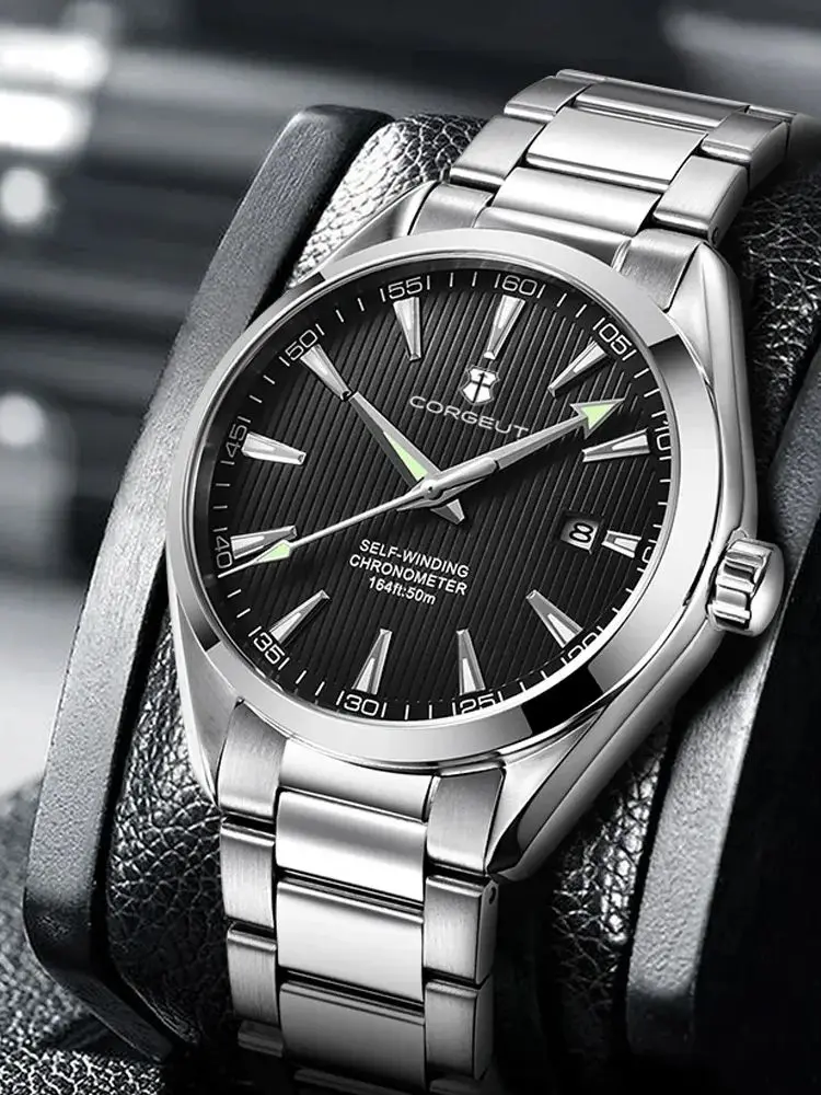 Corgeut 41mm Luxury NH35 Movt Man Sport Clock Automatic Relogio Masculino Mechanical Wristwatch Sapphire Steel Band Men's Watch