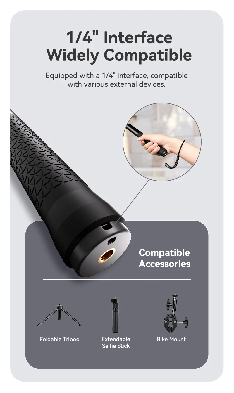 TELESIN Aluminum Selfie Stick Tripod Mount for GoPro Hero 13 12 11 10 9 8 Insta360 DJI Osmo Action Camera Lightweight Monopod