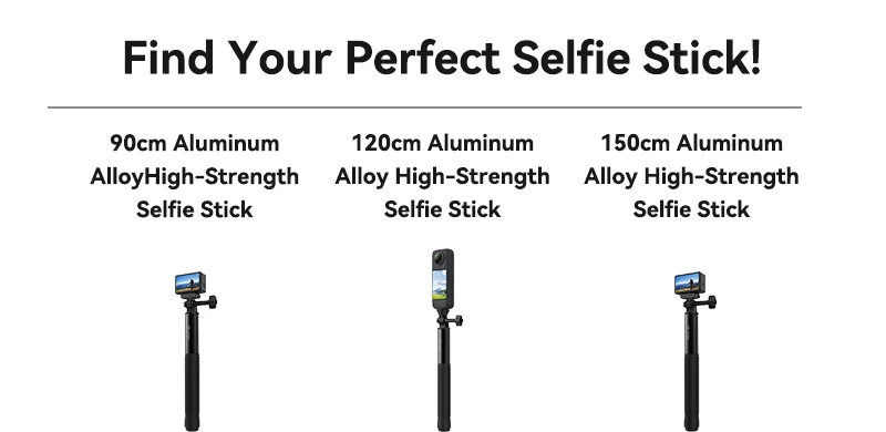 TELESIN Aluminum Selfie Stick Tripod Mount for GoPro Hero 13 12 11 10 9 8 Insta360 DJI Osmo Action Camera Lightweight Monopod