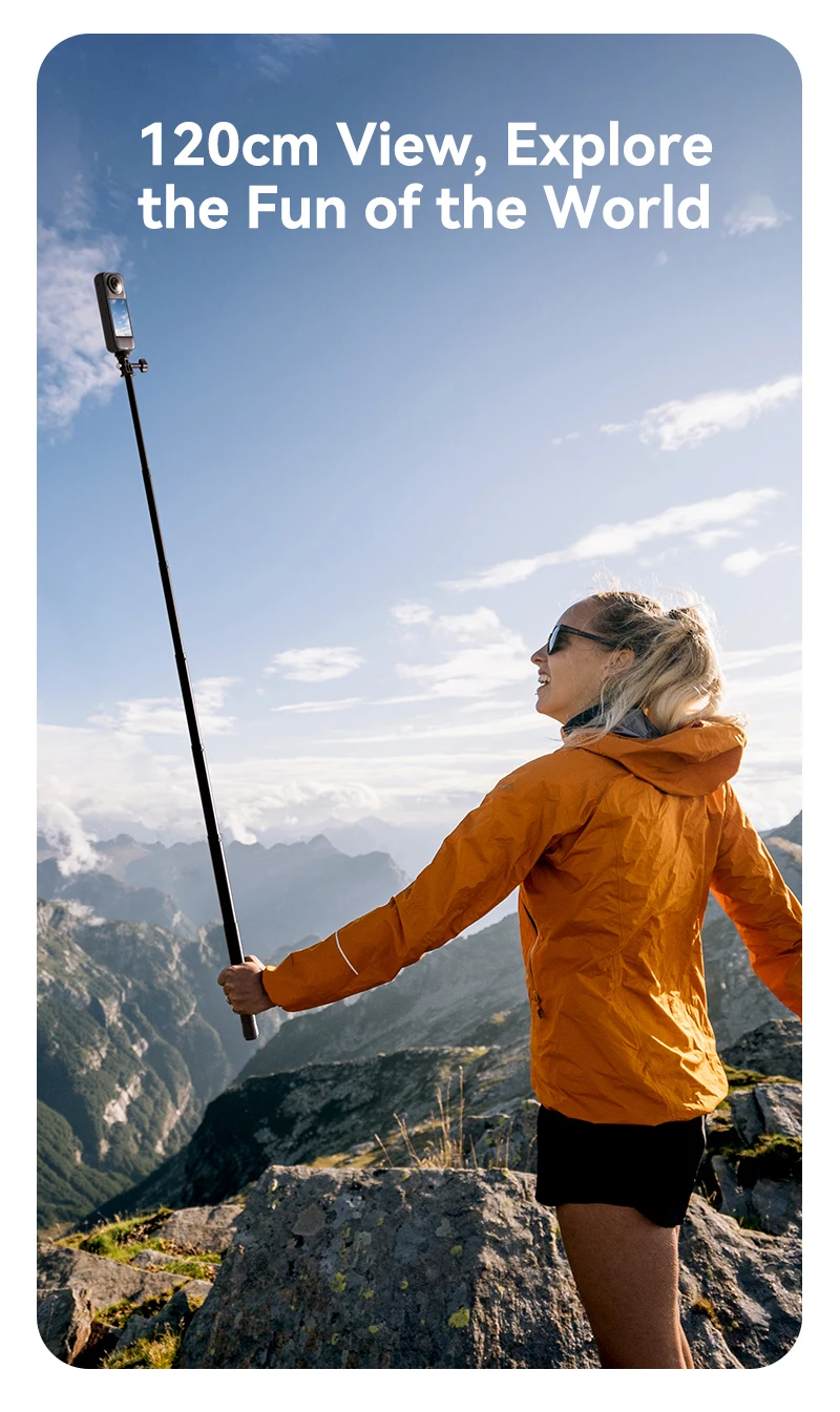 TELESIN Aluminum Selfie Stick Tripod Mount for GoPro Hero 13 12 11 10 9 8 Insta360 DJI Osmo Action Camera Lightweight Monopod