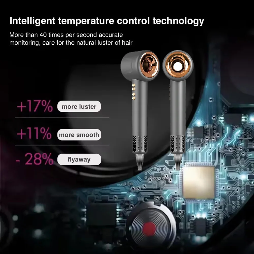 Super Hair Dryer Professional Leafless Hairdryer Hair Care Styling Negative Ion Electric Hair Dryers 3 Airflow Speed ​​Settings