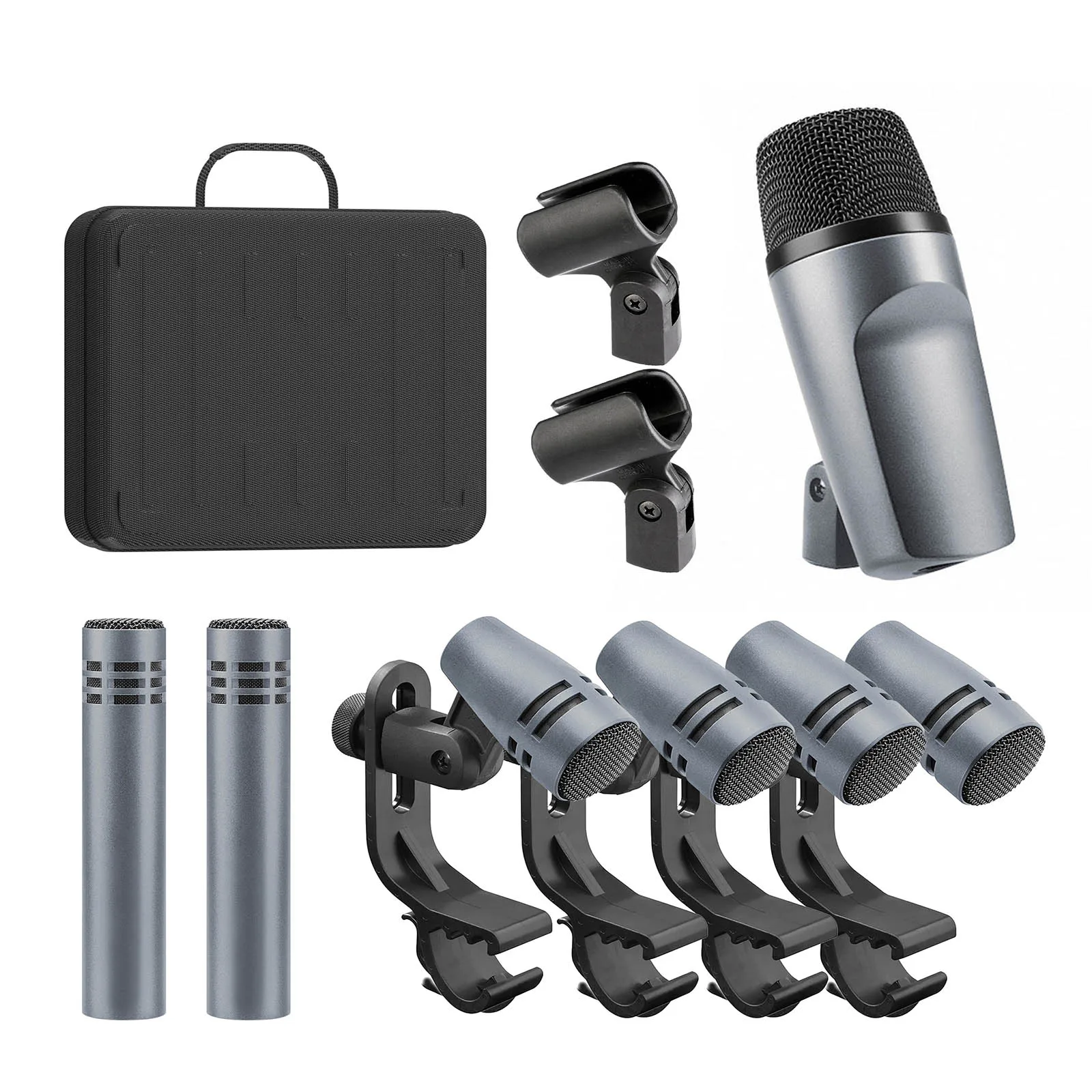 Instrument Microphone E608 7-Piece Wired Drum Mic Kit Dynamic Kick Bass Tom/Snare Cymbals Use For Drums Vocal Band DJ Stage Inst