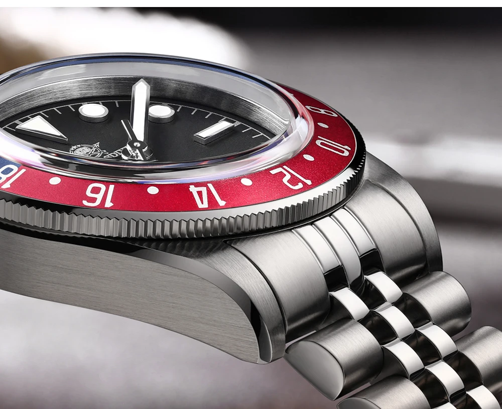 ADDIESDIVE Luxury GMT515-24H Men's Watch Diver 200m Bubble Mirror Glass BGW9 Super Luminous Stainless Steel Men's Analog Watches