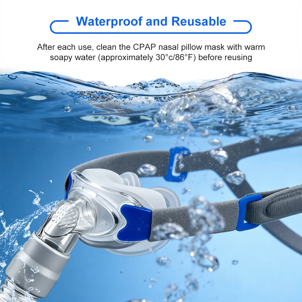 Cpap Nasal Pillows Mask Universal Sleep Apnea Nasal Mask With Headgear For Cpap&Bipap Mask With S/M/L 3 Sizes Silicone Cushions