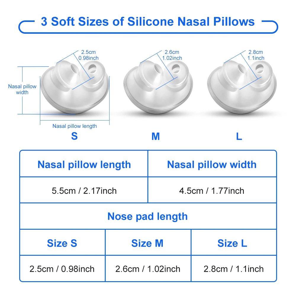 Cpap Nasal Pillows Mask Universal Sleep Apnea Nasal Mask With Headgear For Cpap&Bipap Mask With S/M/L 3 Sizes Silicone Cushions