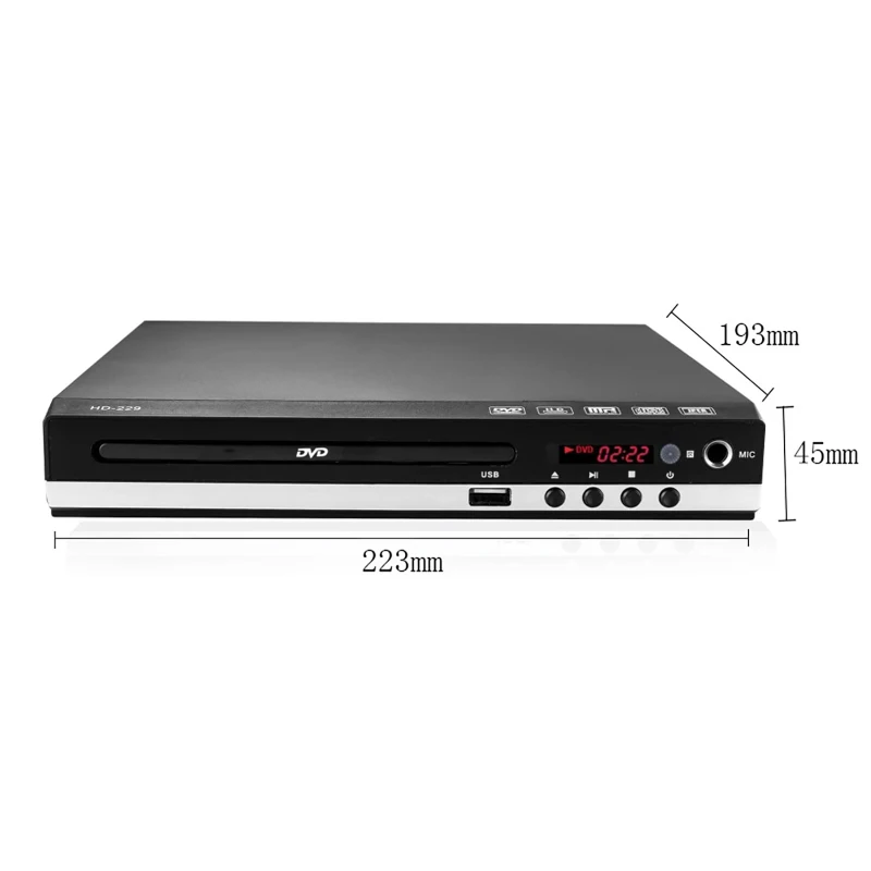 HDMI 1080P DVD Player High Defination Home DVD Player Box For TV All Region Free DVD CD Discs Player AV Output Built-in MIC Port