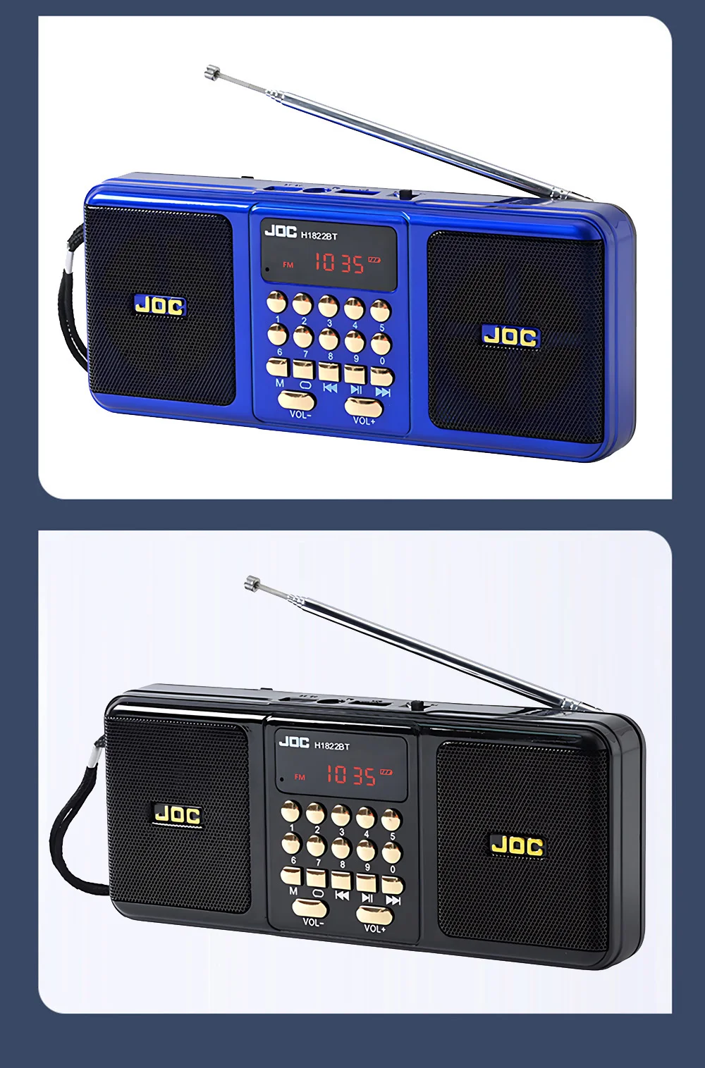 Portable Stereo FM Radio Wireless Speaker Rechargeable Battery Support TF Card USB Bluetooth-compatible Speaker With FM Receiver
