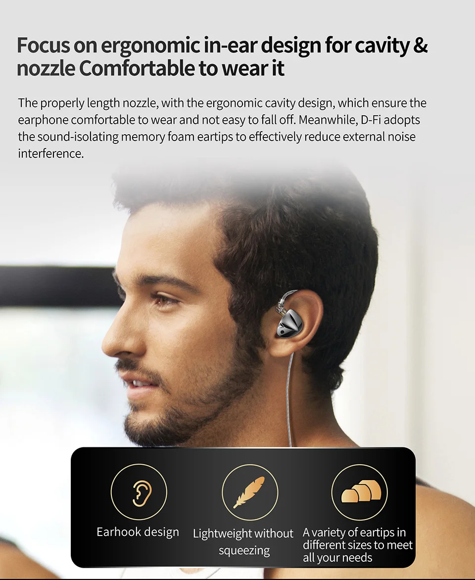 KZ D-Fi Earphones HIFI Bass Earbuds Monitor 4-Level Tuning Switch Headphone Sport Stereo Sound Noise Reduction Headset