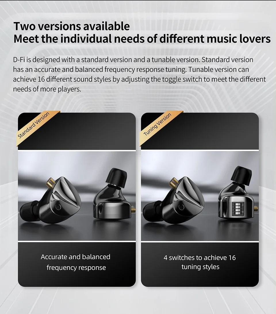 KZ D-Fi Earphones HIFI Bass Earbuds Monitor 4-Level Tuning Switch Headphone Sport Stereo Sound Noise Reduction Headset
