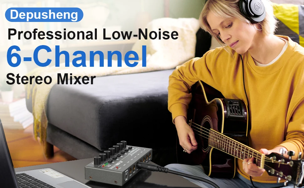 Upgraded Depusheng Ultra Low Noise 4/6/8 Channel Line Mixer Mini Sound Mixer Power Supply DC5V Easy Operation Audios Mixer
