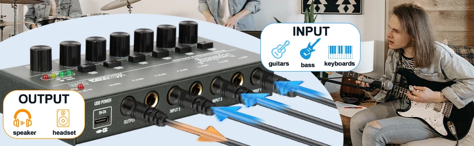 Upgraded Depusheng Ultra Low Noise 4/6/8 Channel Line Mixer Mini Sound Mixer Power Supply DC5V Easy Operation Audios Mixer