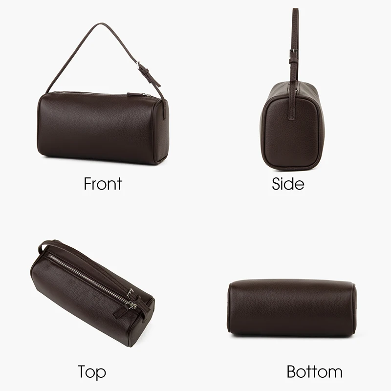 Donna-in Full Grained Calfskin Mini Handbag for Women Real Leather with Shoulder Strap Barrel-shaped Crossbody Purses