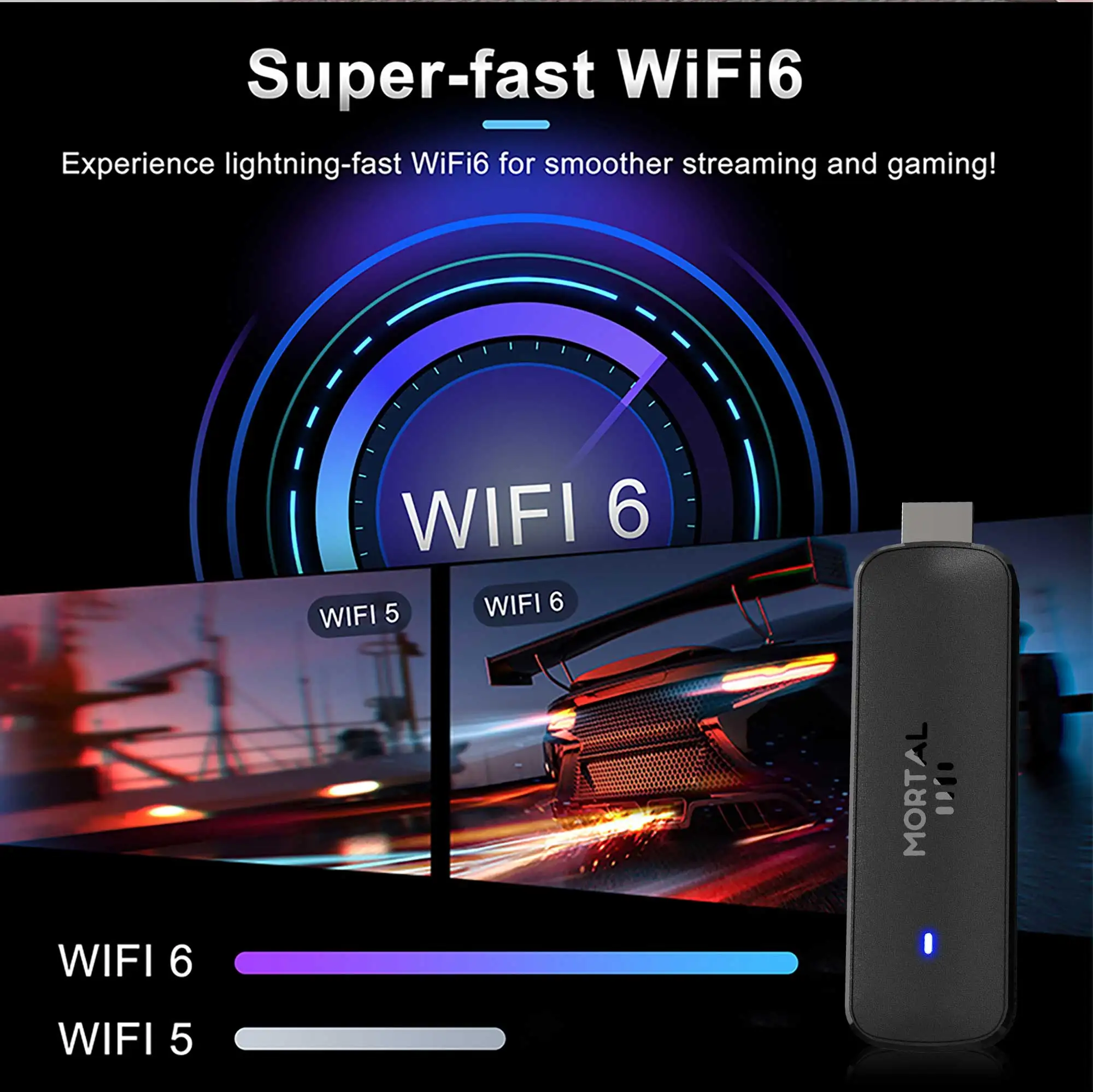 Mortal Q8 Android14 TV Stick WIFI6 Voice Control TV Stick 8K Video RK3518 Netflix YouTube TV Box Free Live TV Streaming