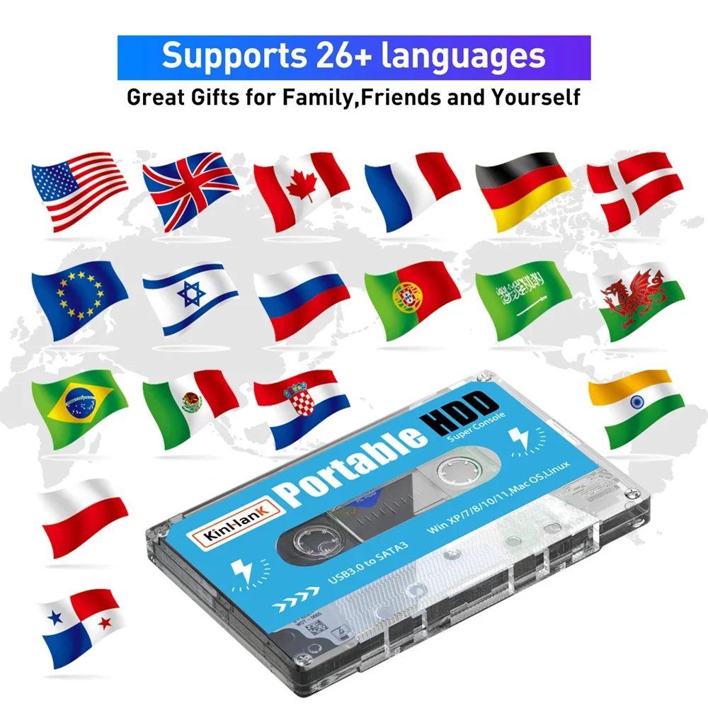 KINHANK 500G Gaming HDD Super Console 100000 Video Games 70 Emulators For DC/MAME/SS/NAOMI/PS2/PS1 Plug and Play Batocera OS