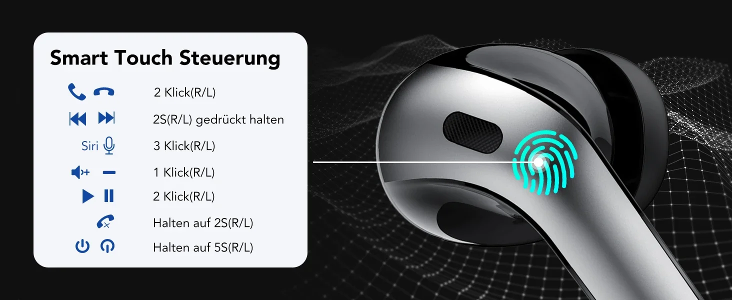 Wireless Earphones with Bluetooth 5.3, Quad-Mic Call Noise Reduction ENC, 50H Playtimes Wireless Earbuds Bluetooth Headphones