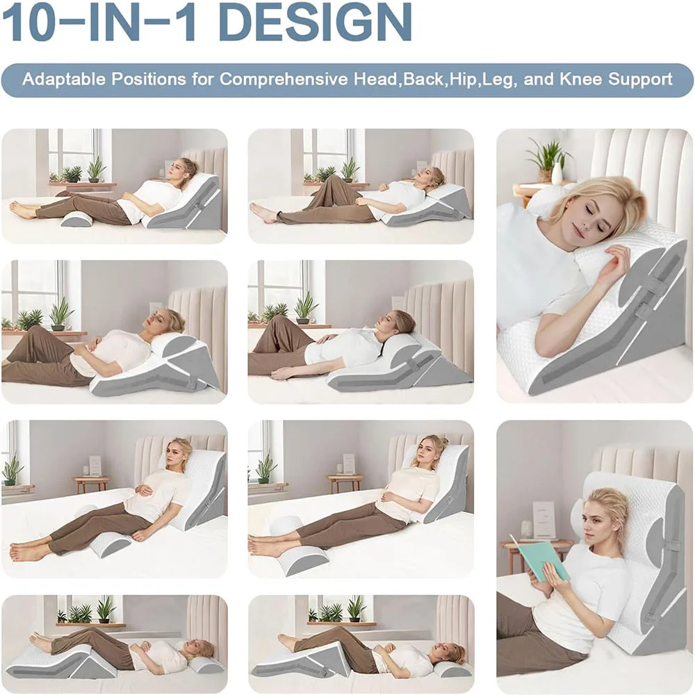 3Pcs/set Wedge Pillow for Sleeping Adjustable Folding Triangle Pillow for Snoring and After Surgery Back Pain Relief Acid Reflux