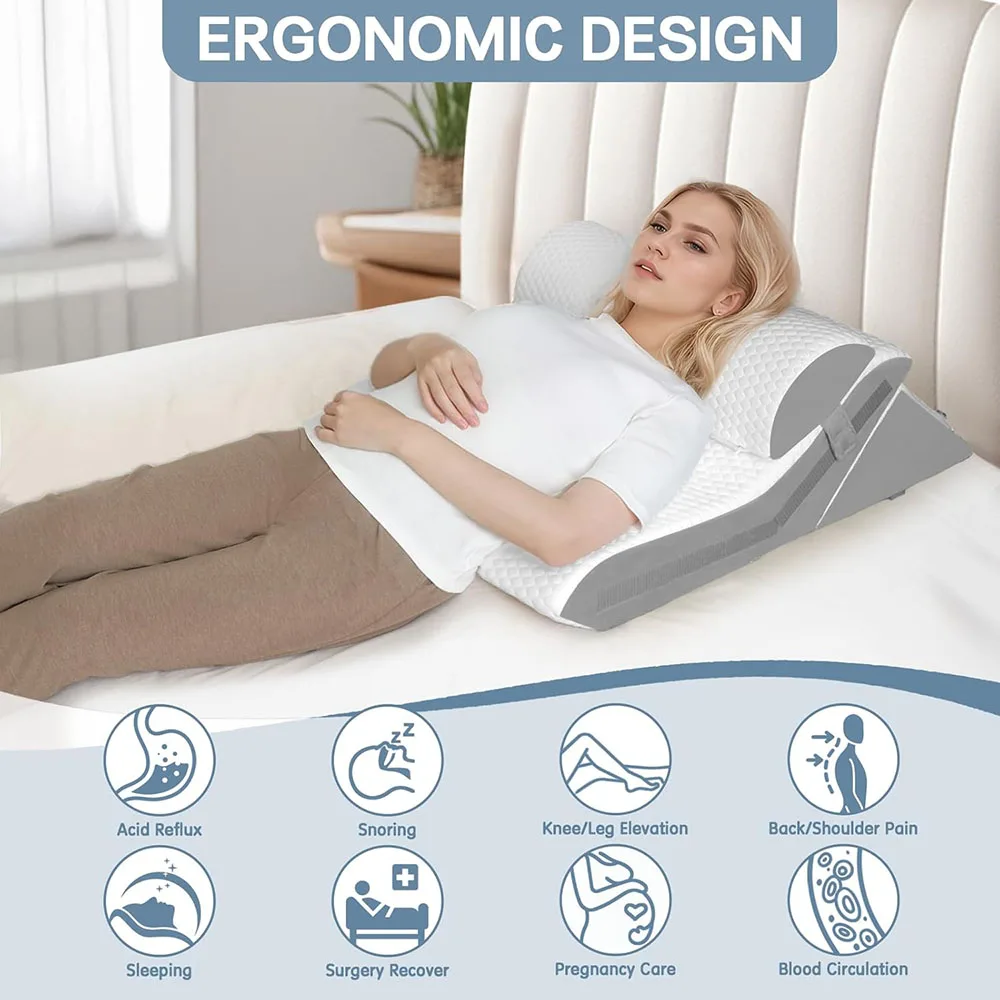 3Pcs/set Wedge Pillow for Sleeping Adjustable Folding Triangle Pillow for Snoring and After Surgery Back Pain Relief Acid Reflux