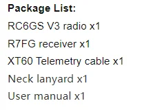 Radiolink RC6GS V3 2.4G 7 Channel Radio Transmitter with R7FG Receiver Gyro Telemetry Included Remote Controller for RC Car Boat