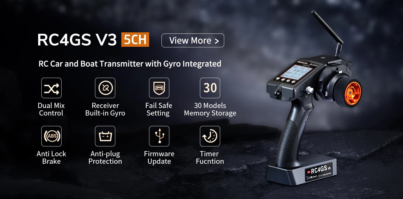 Radiolink RC6GS V3 2.4G 7 Channel Radio Transmitter with R7FG Receiver Gyro Telemetry Included Remote Controller for RC Car Boat