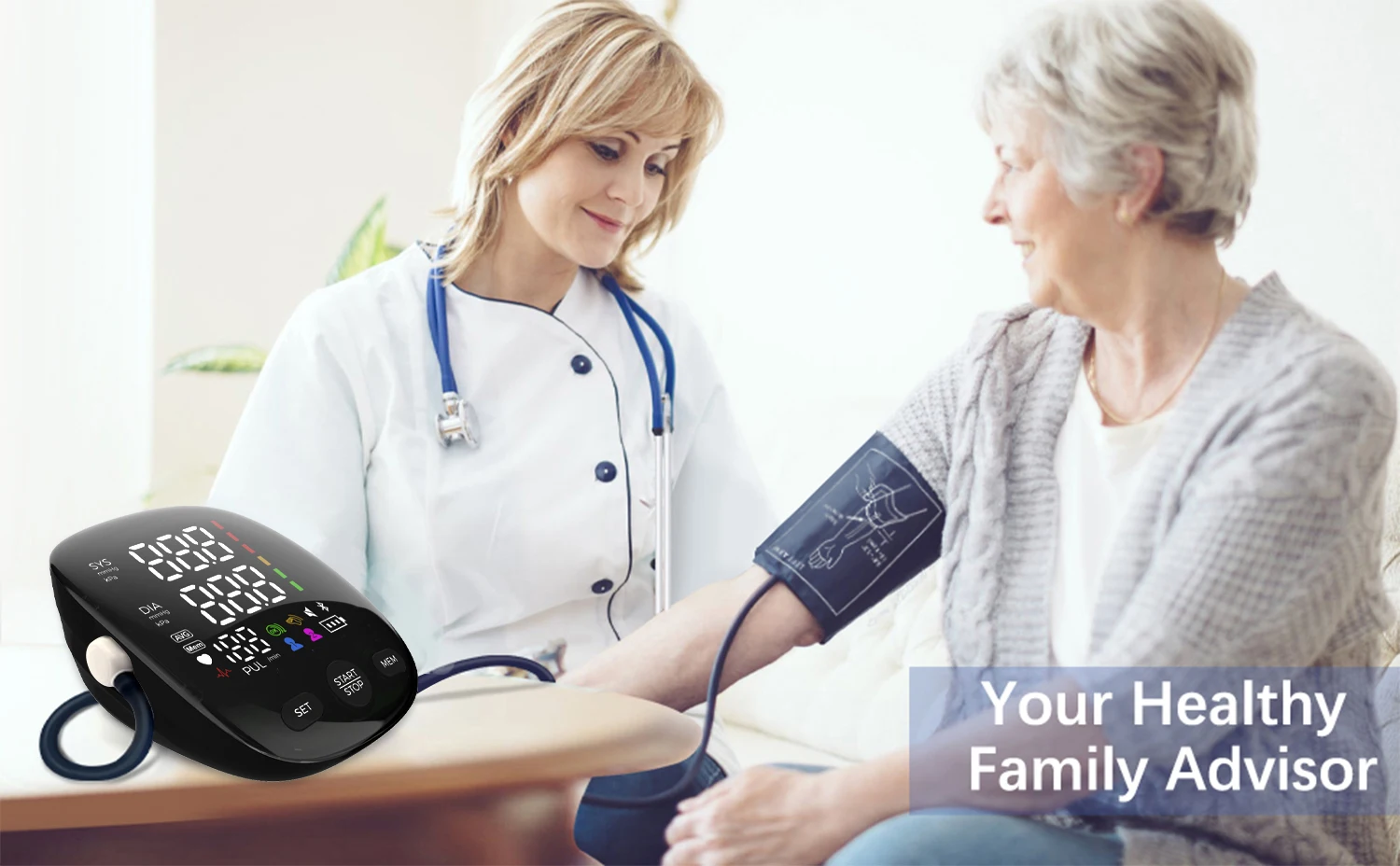 Kingclinic New Household Arm Type Digital Electronic Portable LED Smart Blood Pressure Meter BP Monitor