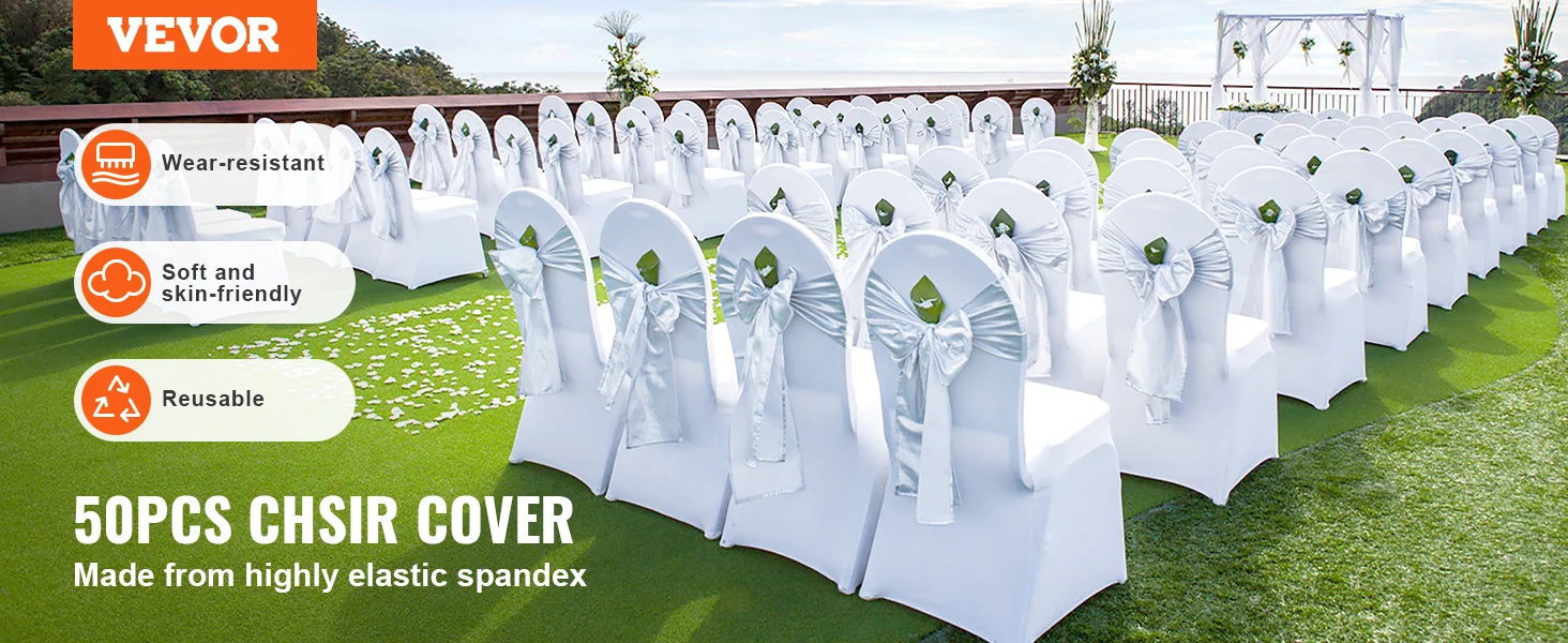 SucceBuy 50 100Pcs Wedding Chair Cover Spandex Stretch Slipcover for Restaurant Banquet Hotel Dining Party Universal Chair Cover