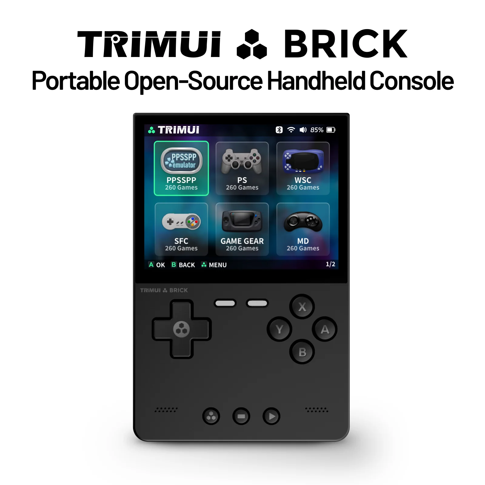 TRIMUI BRICK Handheld Game Console 3.2'' IPS Screen A133P Linux System Trimui UI Metal Back Panel Key LED Lighting Free Keycaps