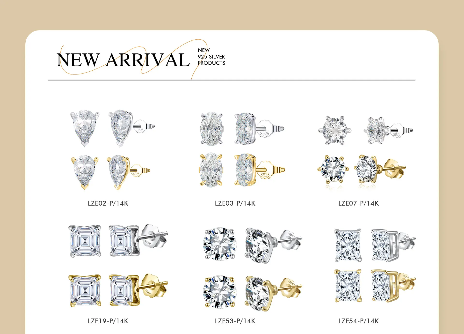 ORSA JEWELS Exquisite 925 Sterling Silver Zircon Earrings for Women Shiny 8A Premium Cubic Zirconia Earrings Party Jewelry LZE03