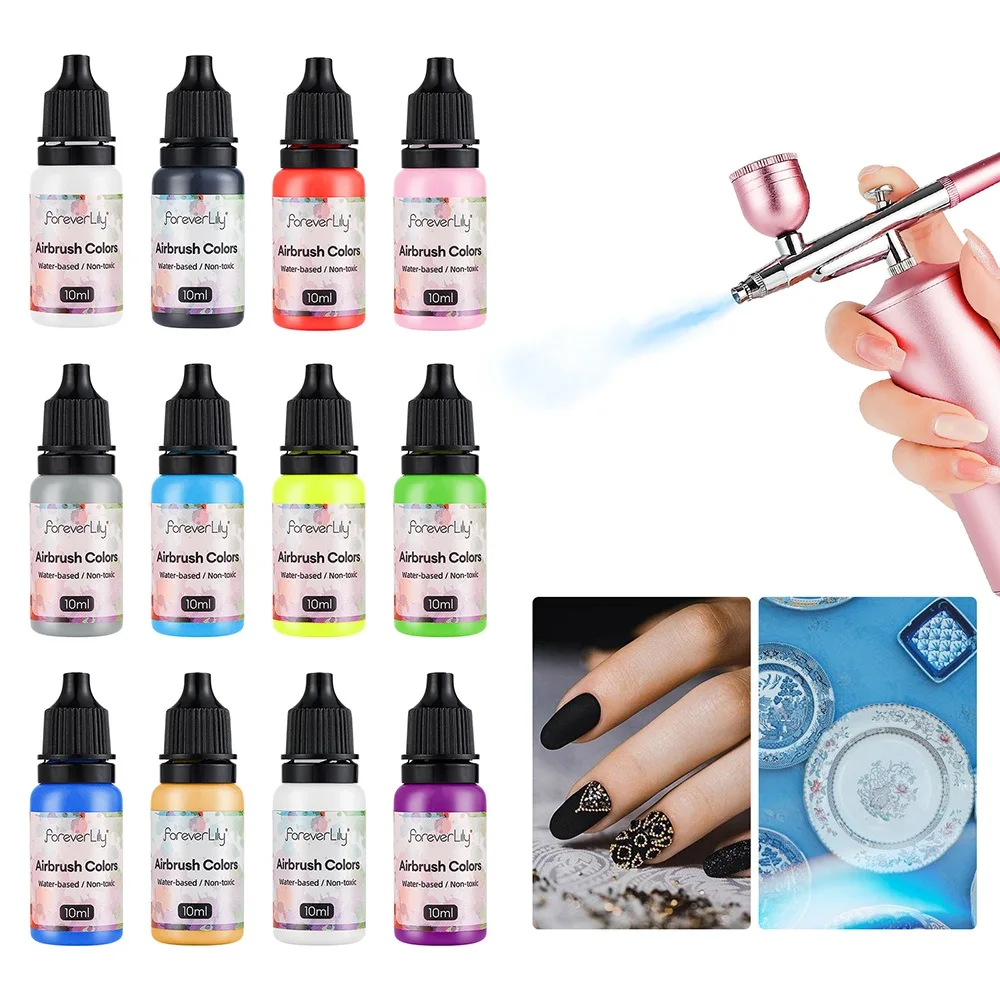 12pcs Nail Polish Paint Airbrush Nail Ink Use For Airbrush Spray Gun Color Painting Stencil Making Hollow Pattern Nail Art Tools