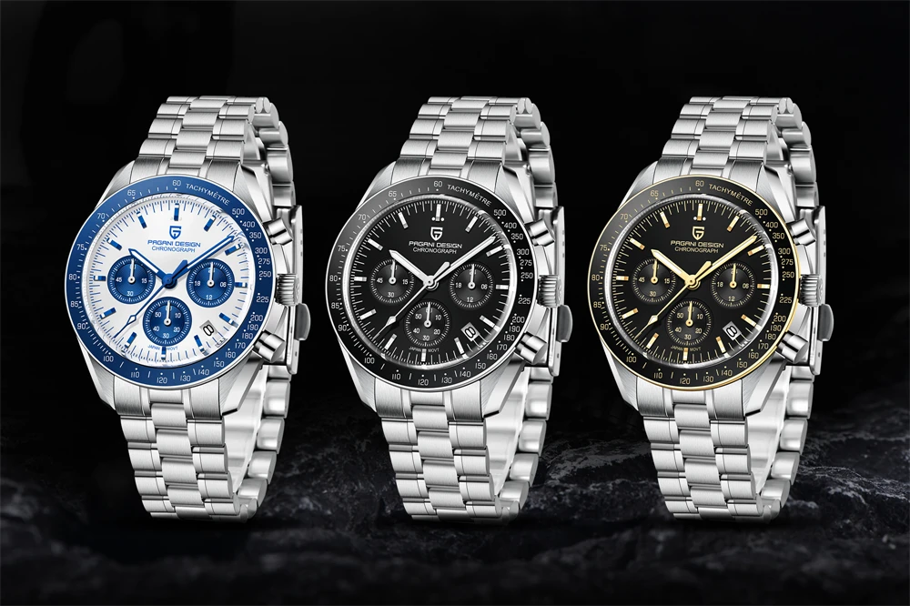 PAGANI DESIGN 2026 New Moon Men's Watches Luxury Quartz Watch For Men Chronograph AR Sapphire Mirror Ceramic Bezel Luminous Gift