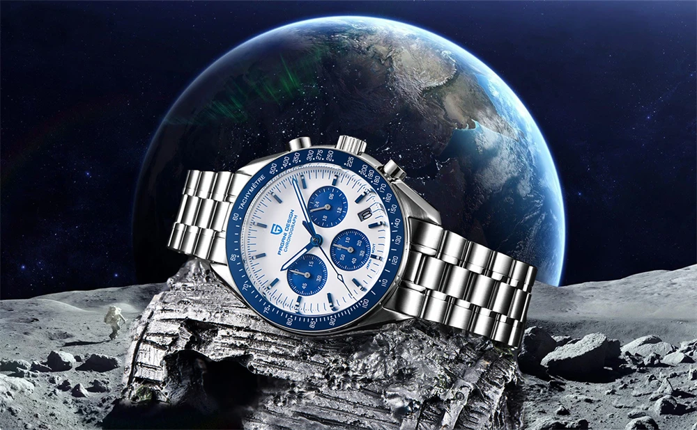 PAGANI DESIGN 2026 New Moon Men's Watches Luxury Quartz Watch For Men Chronograph AR Sapphire Mirror Ceramic Bezel Luminous Gift