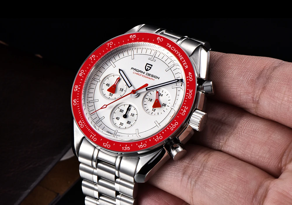 PAGANI DESIGN 2026 New Moon Men's Watches Luxury Quartz Watch For Men Chronograph AR Sapphire Mirror Ceramic Bezel Luminous Gift
