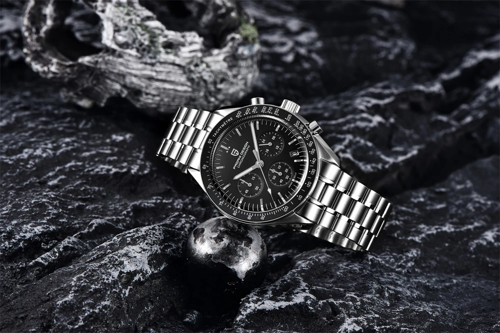 PAGANI DESIGN 2026 New Moon Men's Watches Luxury Quartz Watch For Men Chronograph AR Sapphire Mirror Ceramic Bezel Luminous Gift