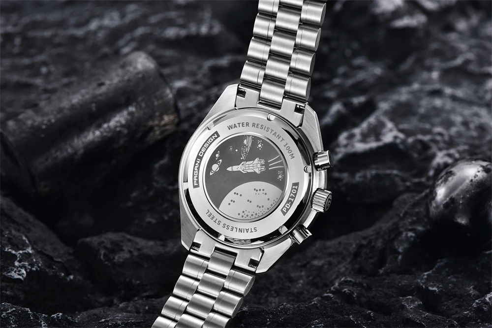 PAGANI DESIGN 2026 New Moon Men's Watches Luxury Quartz Watch For Men Chronograph AR Sapphire Mirror Ceramic Bezel Luminous Gift