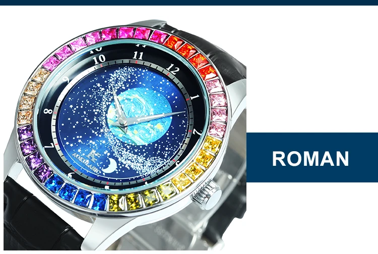 Forsining Retro Mechancial Watches Moon Phase Shanghai Movement Rose Gold Case Brown Leather Strap Luxury Automatic Mens Watch