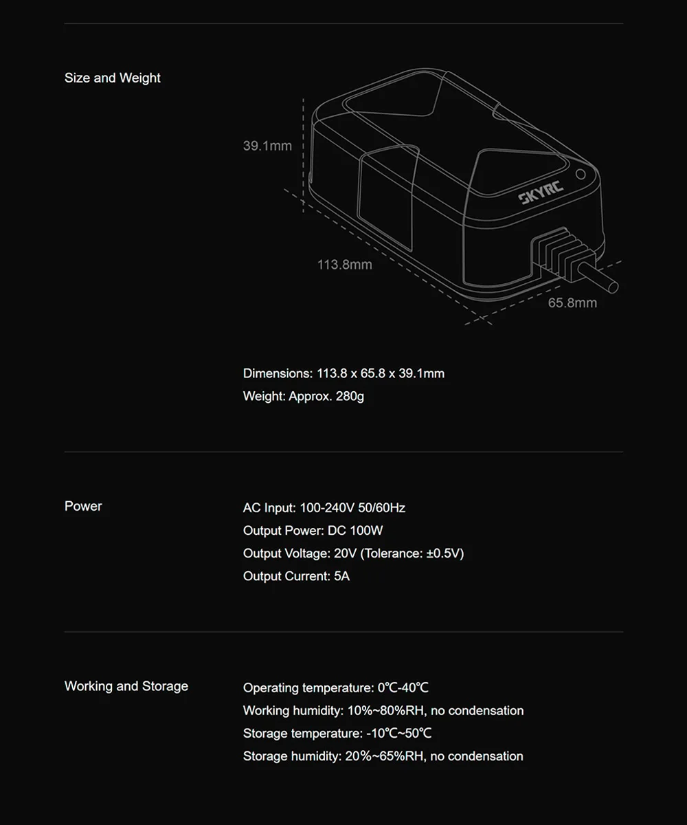 ​SKYRC B6neo+ Smart Charger High Power DC240W PD126W Multilanguage Balance Charger 600mA XT60/Type-C /PSA100 Power Adapter
