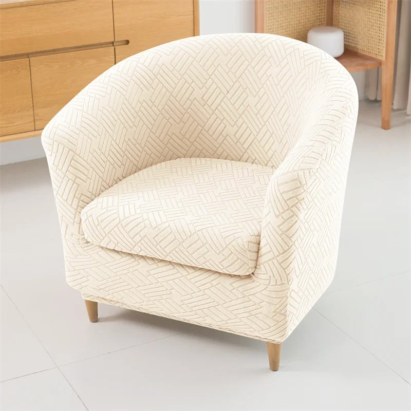 2pcs/set Jacquard Club Tub Chair Cover with Cushion Cover Elastic Armchair Slipcover Non Slip Couch Cover Furniture Protector