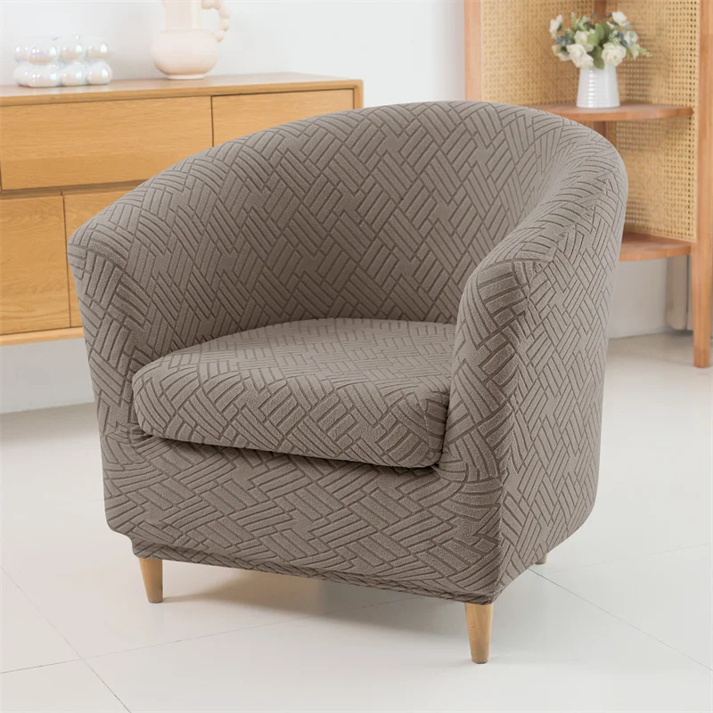 2pcs/set Jacquard Club Tub Chair Cover with Cushion Cover Elastic Armchair Slipcover Non Slip Couch Cover Furniture Protector