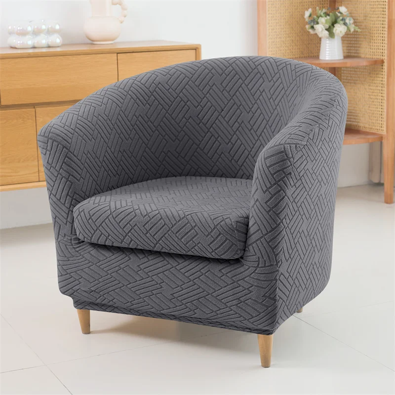 2pcs/set Jacquard Club Tub Chair Cover with Cushion Cover Elastic Armchair Slipcover Non Slip Couch Cover Furniture Protector