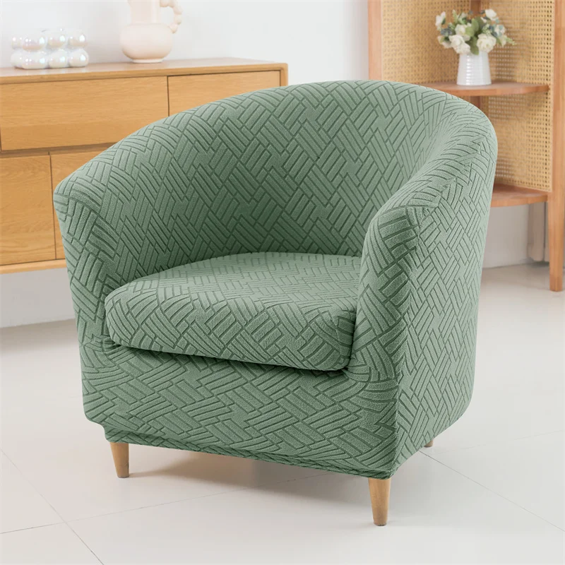 2pcs/set Jacquard Club Tub Chair Cover with Cushion Cover Elastic Armchair Slipcover Non Slip Couch Cover Furniture Protector