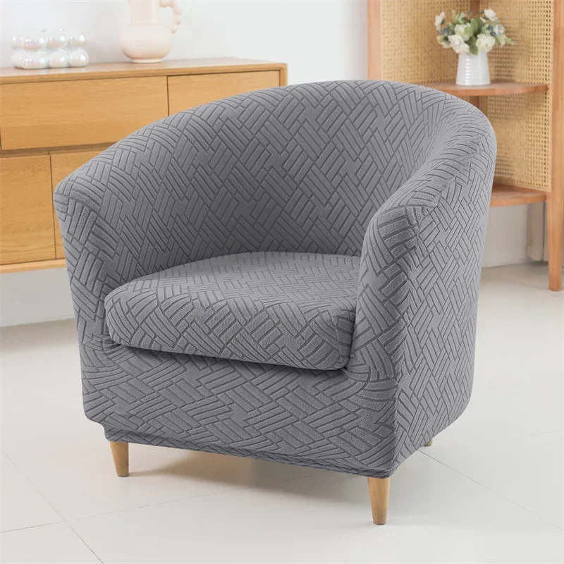 2pcs/set Jacquard Club Tub Chair Cover with Cushion Cover Elastic Armchair Slipcover Non Slip Couch Cover Furniture Protector