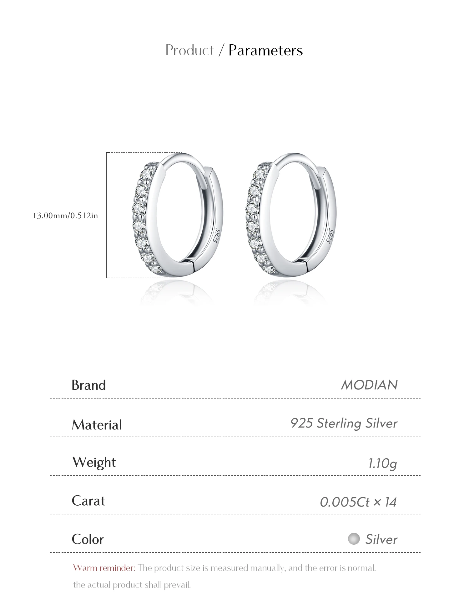 MODIAN D Color Sparkling Moissanite Earrings 925 Sterling Silver Classic Shining Circle Hoop Earrings For Women Fine Jewelry