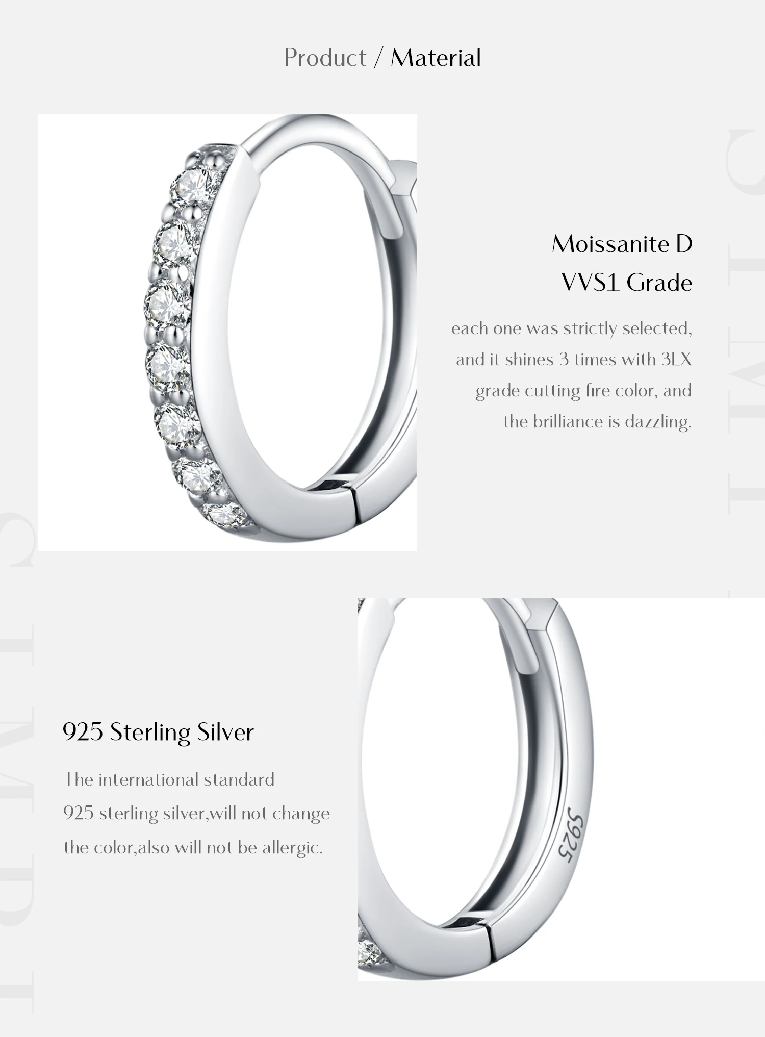 MODIAN D Color Sparkling Moissanite Earrings 925 Sterling Silver Classic Shining Circle Hoop Earrings For Women Fine Jewelry