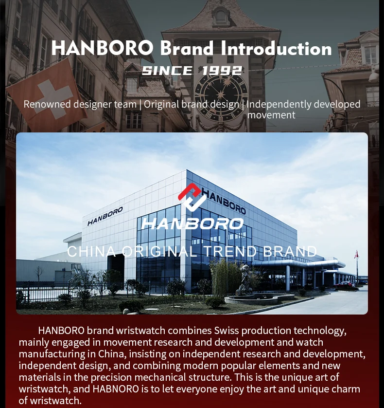 HANBORO Ultra Thin Steel King Series Men's Fully Automatic Mechanical Pearl Tourette Watch Fashion Personalized Watch 018