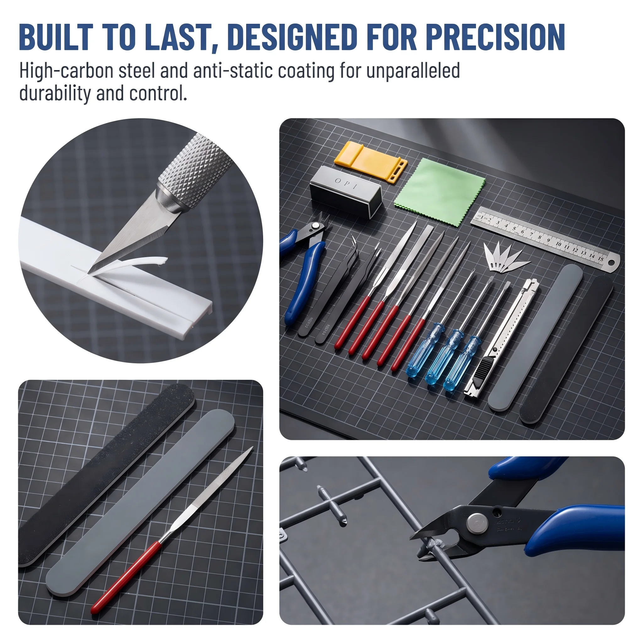 26Pcs Gundam Model Tool Set DIY Hobby Assembly Kit Side Cutter Tweezers Sanding Sticks Hobby Knife for Beginner Model Car Making