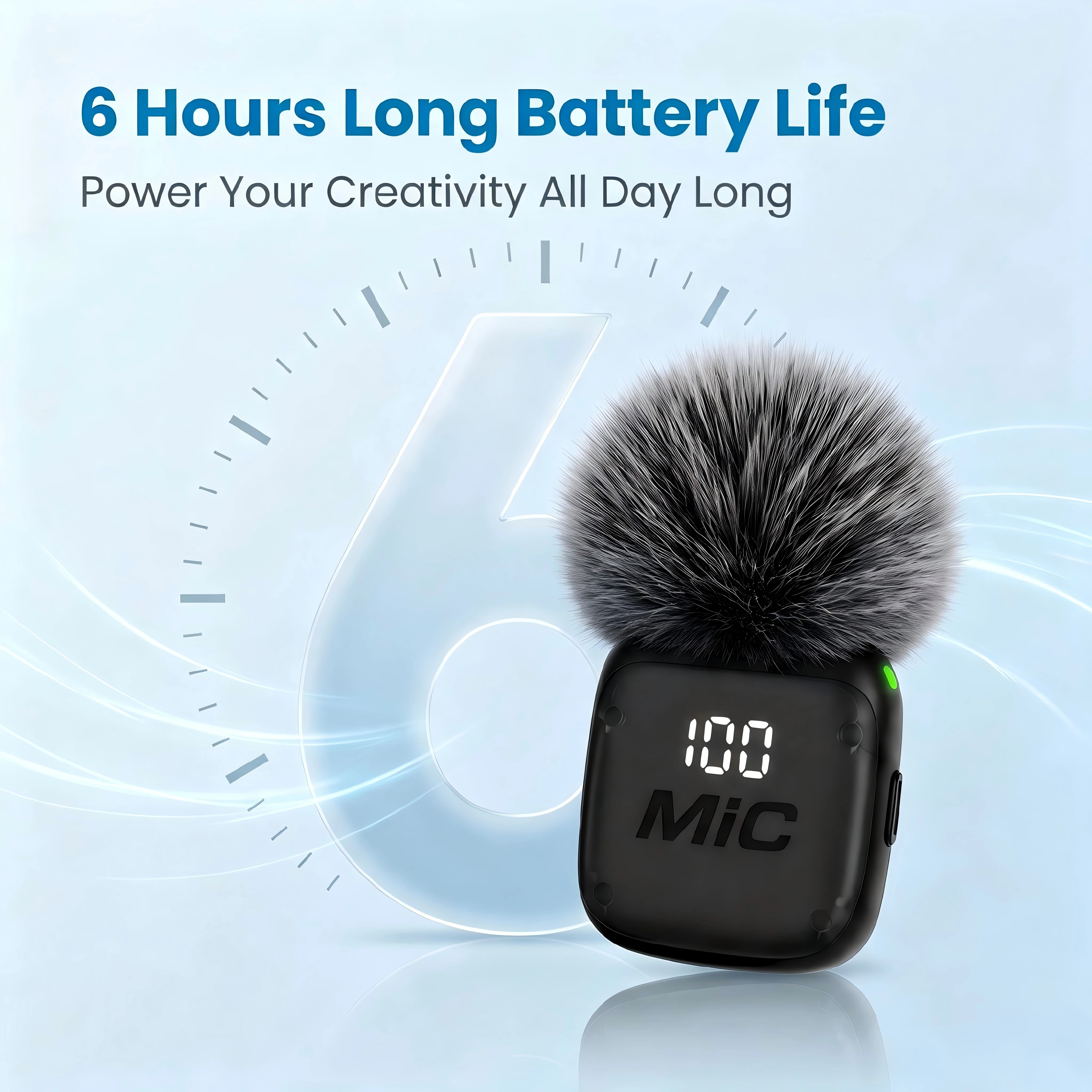 Mini Wireless Clip-On Microphone, Smart Noise Reduction, Long Battery Life, Perfect for Live Streaming, Podcasts, and Vlogs.