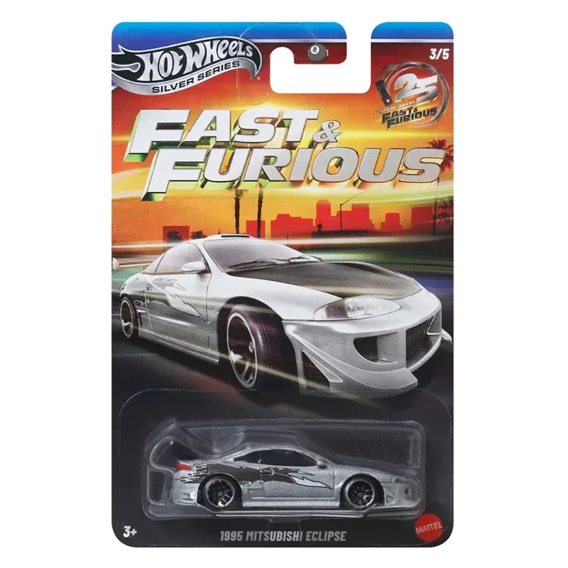 Stock Hot Wheels Diecast Car Model 26 New Alloy Fast Furious Silver Series Honda Civic Dodge Charger Mitsubishi Eclipse Gift